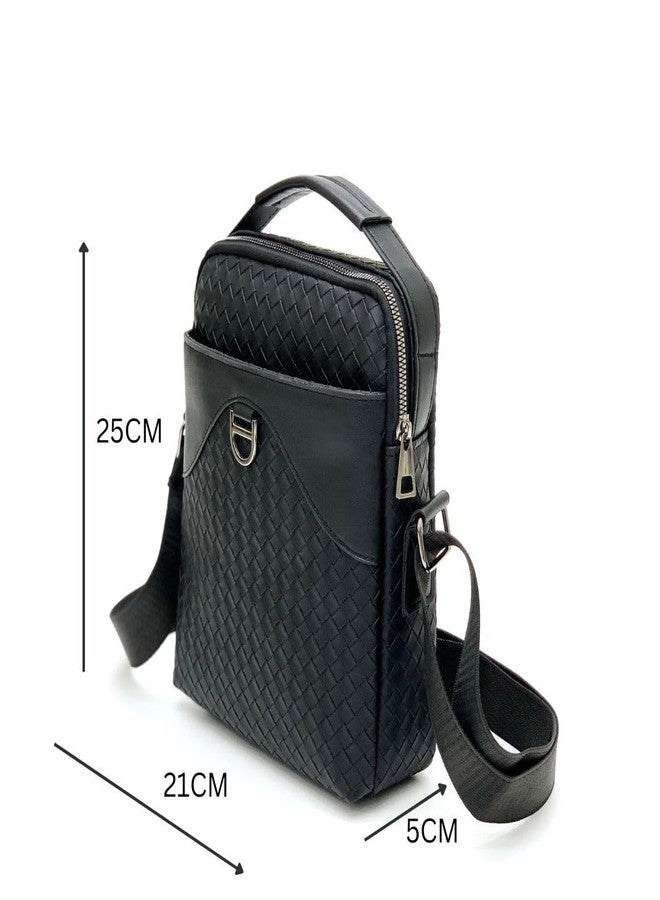abrazo Sling Cross Body Messenger Bag For Men | Multi Pocket Shoulder Bag, Faux Leather, Black - Image 3